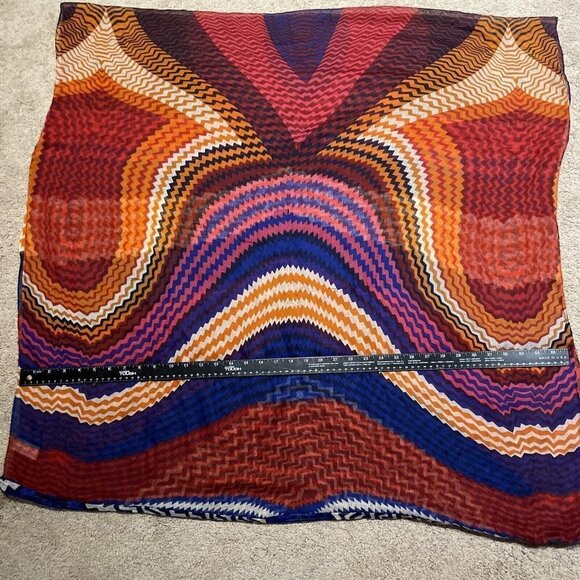 Sheer Infinity Scarf Geometric Print Design 38” x 76” Multicolor Lightweight MOD - Picture 8 of 8